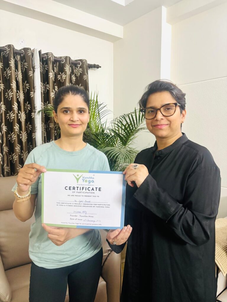 Woman doing home yoga session