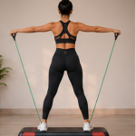 Yoga and fitness workout with kettlebell