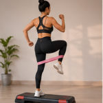 Back view woman performing yoga fitness exercise