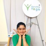 Woman doing face yoga exercises for glowing skin